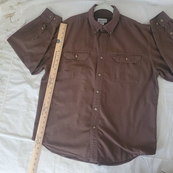Brown Carhartt Shirt Mens Long Sleeve Size XL - Picture 8 of 15